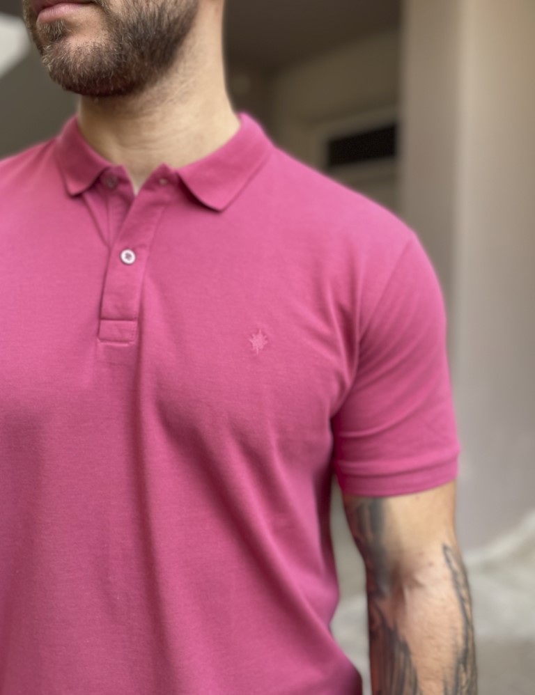 Ανδρική κερασί βαμβακερή κοντομάνικη μπλούζα Polo T621C φωτογραφία